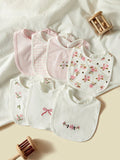 ผ้ากันเปื้อนเด็กผู้หญิง แบบคล้องคอ 1 ชุด 7 ชิ้น 👶🎀